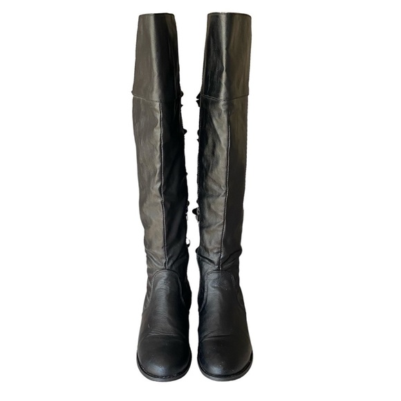 A.X.N.Y. American Exchange Shoes - A.X.N.Y. Knee High Boots Bow Back Black Vegan Leather Women Size 7